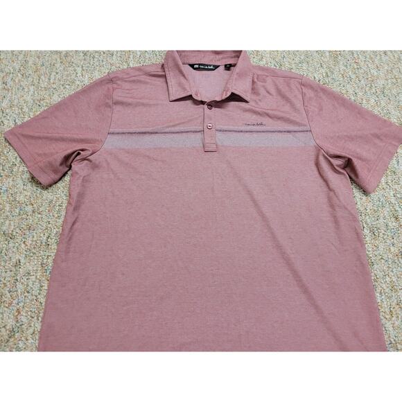 Travis Mathew Polo Shirt Mens XL Pink Golf Performance Striped Pima Cotton - Picture 3 of 16